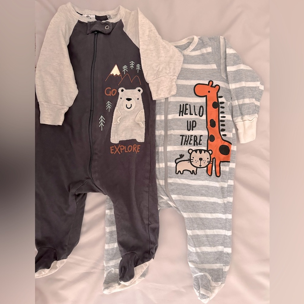 2 Gerber Footed Animal Pajamas